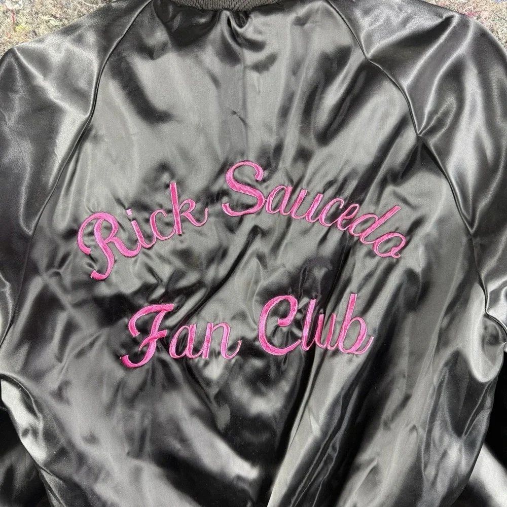 Westark Satin Jacket Mens Small Black Rick Sauceda Fan Club Bomber USA‎ Made